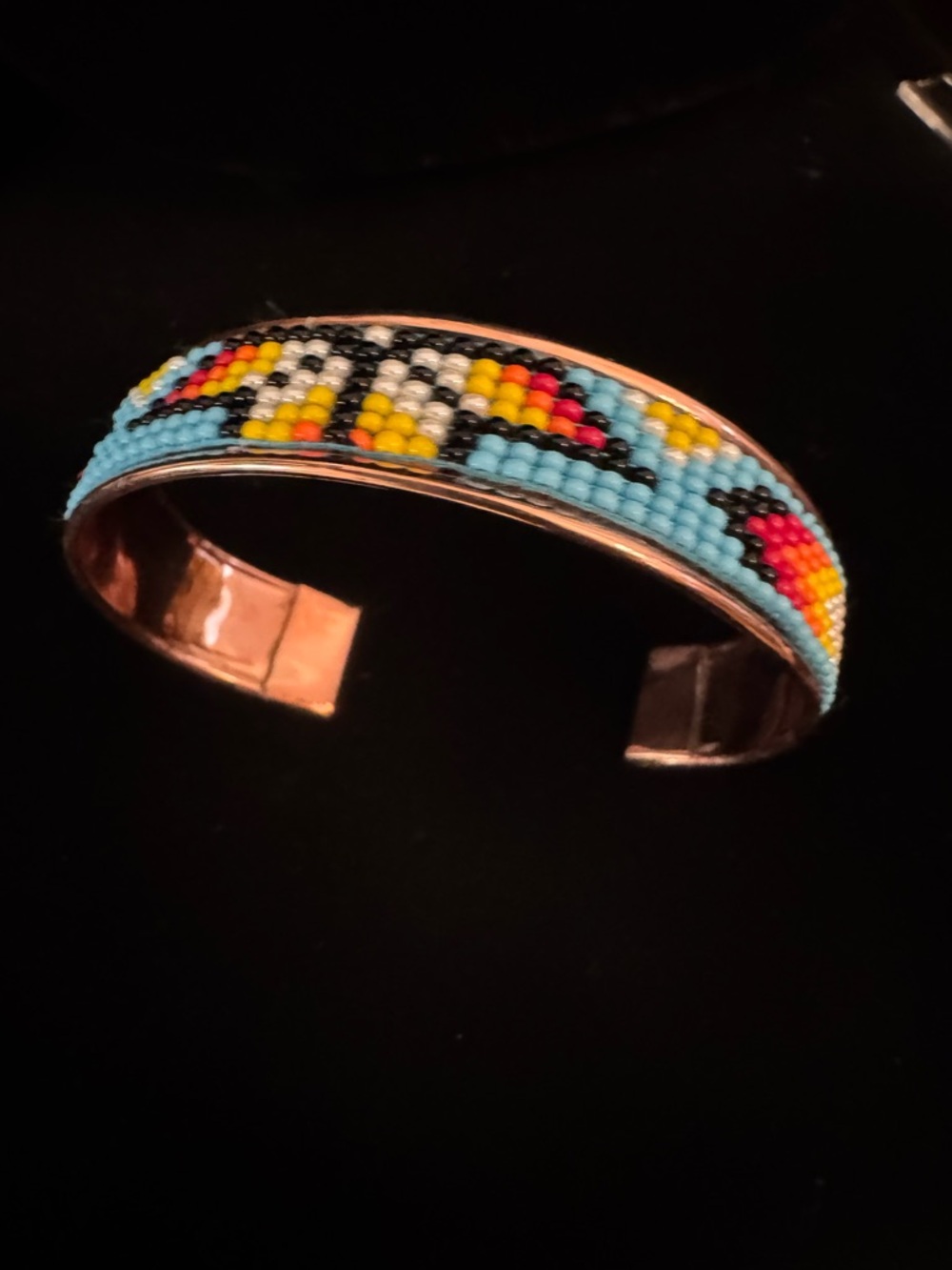Handmade Turquoise‎ Beaded Copper Cuff Bracelet